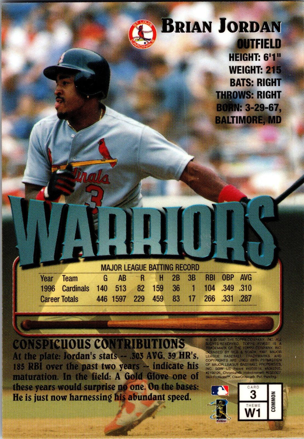 1997 Finest #3 Brian Jordan