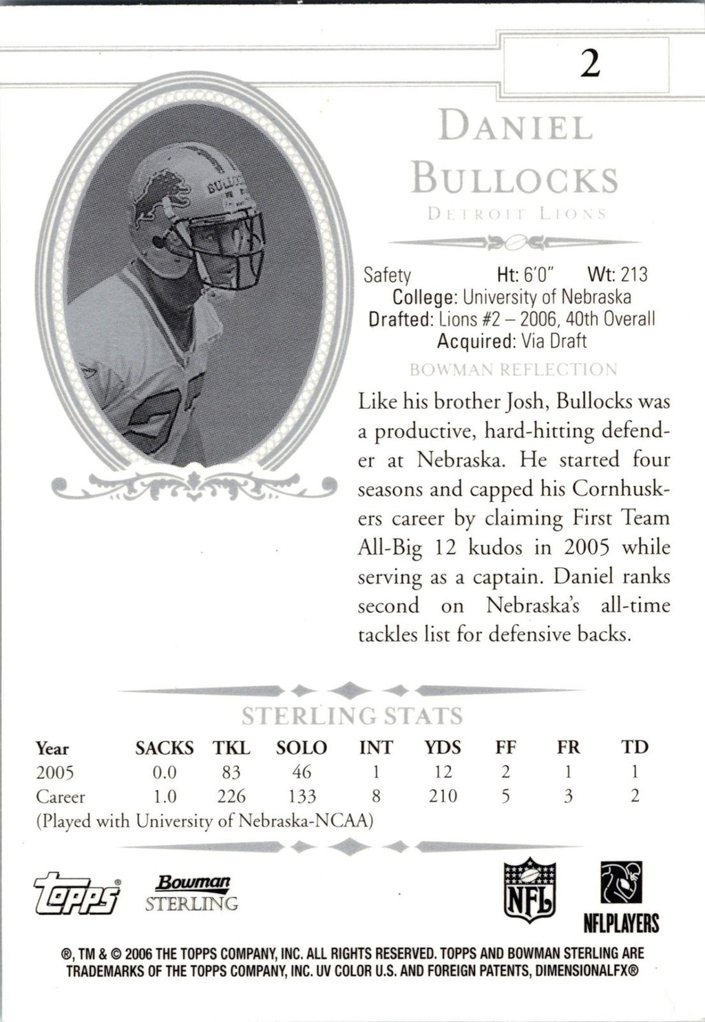 2006 Bowman Sterling #2 Daniel Bullocks