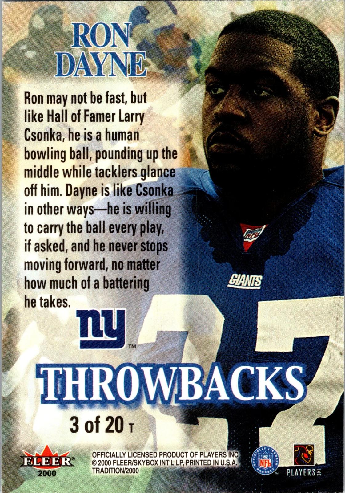 2000 Fleer Tradition #3 T Ron Dayne Throwbacks
