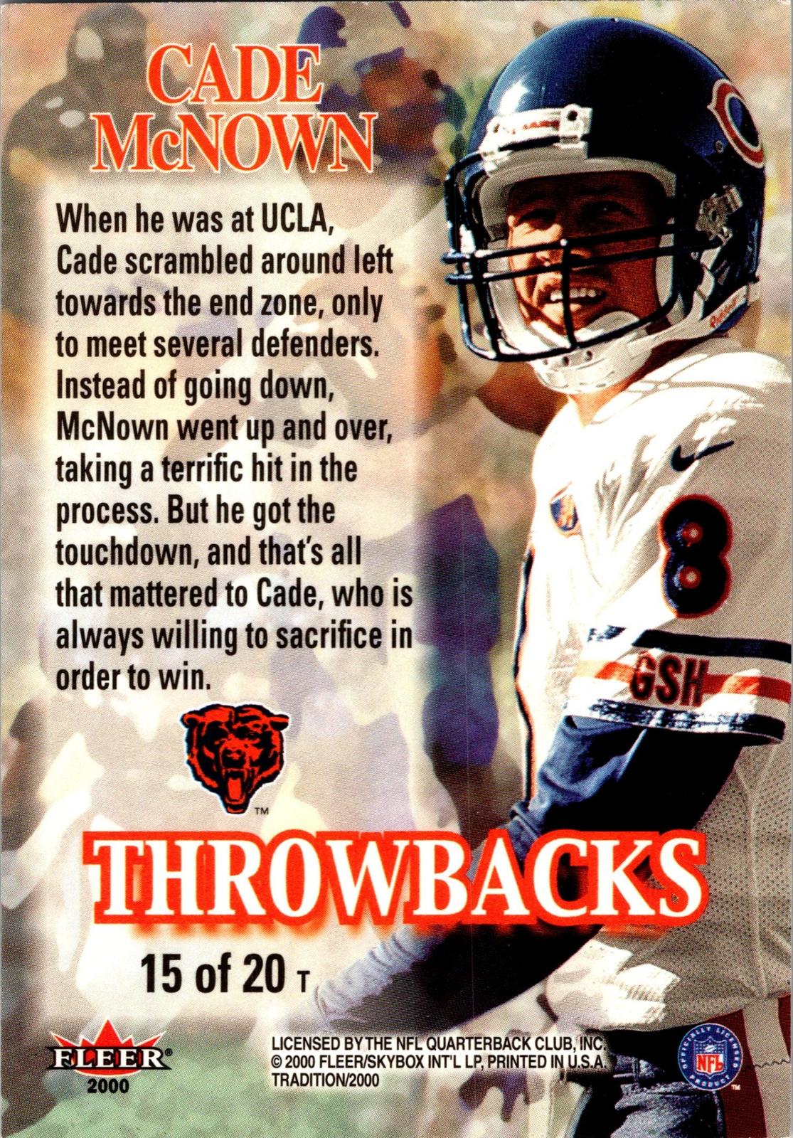 2000 Fleer Tradition #15 T Cade McNown Throwbacks