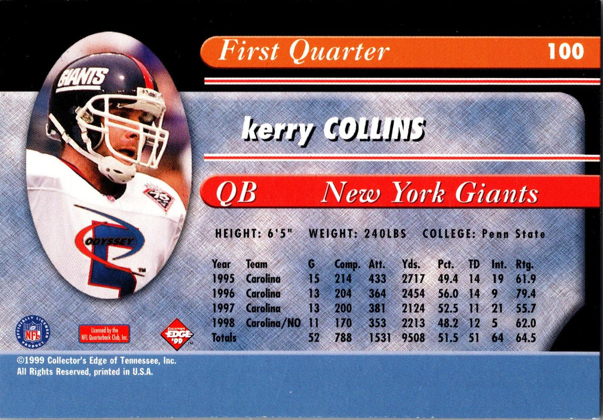 1999 Collector's Edge Odyssey #100 Kerry Collins