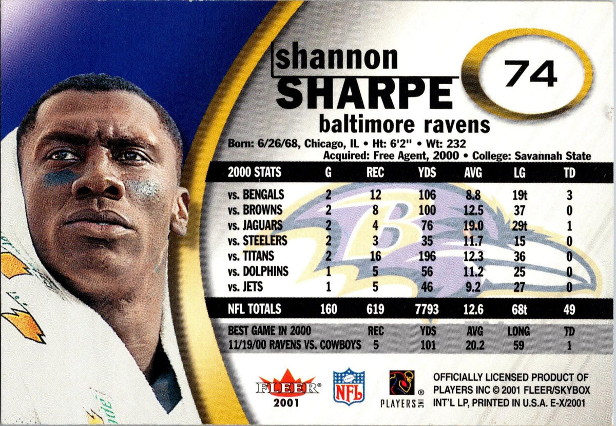 2001 Fleer E-X #74 Shannon Sharpe