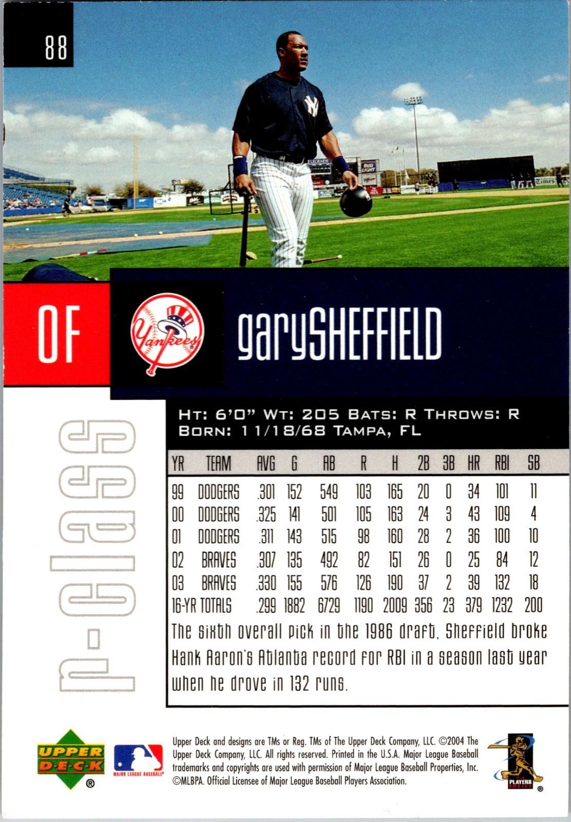 2004 Upper Deck r-class #88 Gary Sheffield