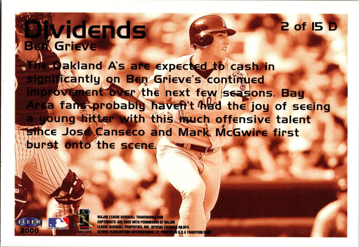 2000 Fleer Tradition #2 D Ben Grieve Dividends