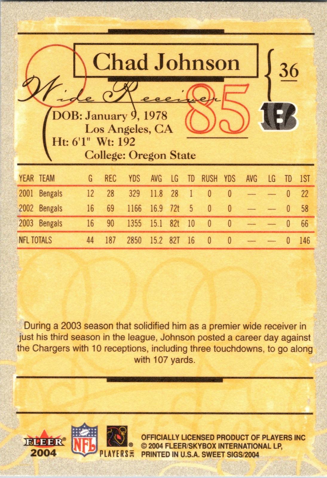 2004 Fleer Sweet Sigs #36 Chad Johnson