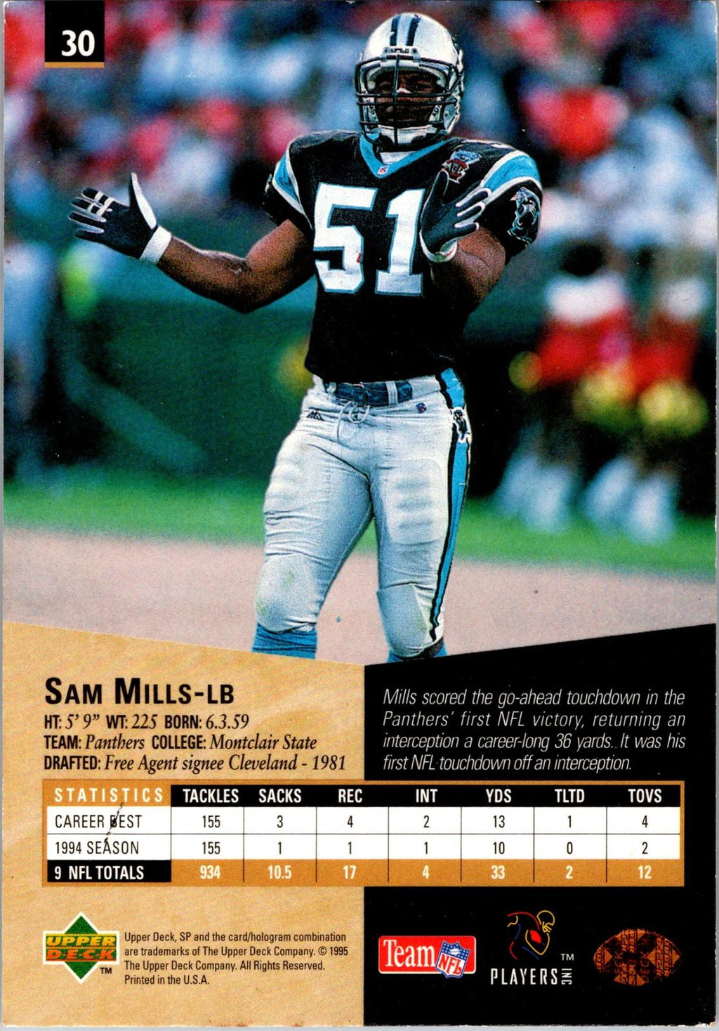 1995 SP #30 Sam Mills