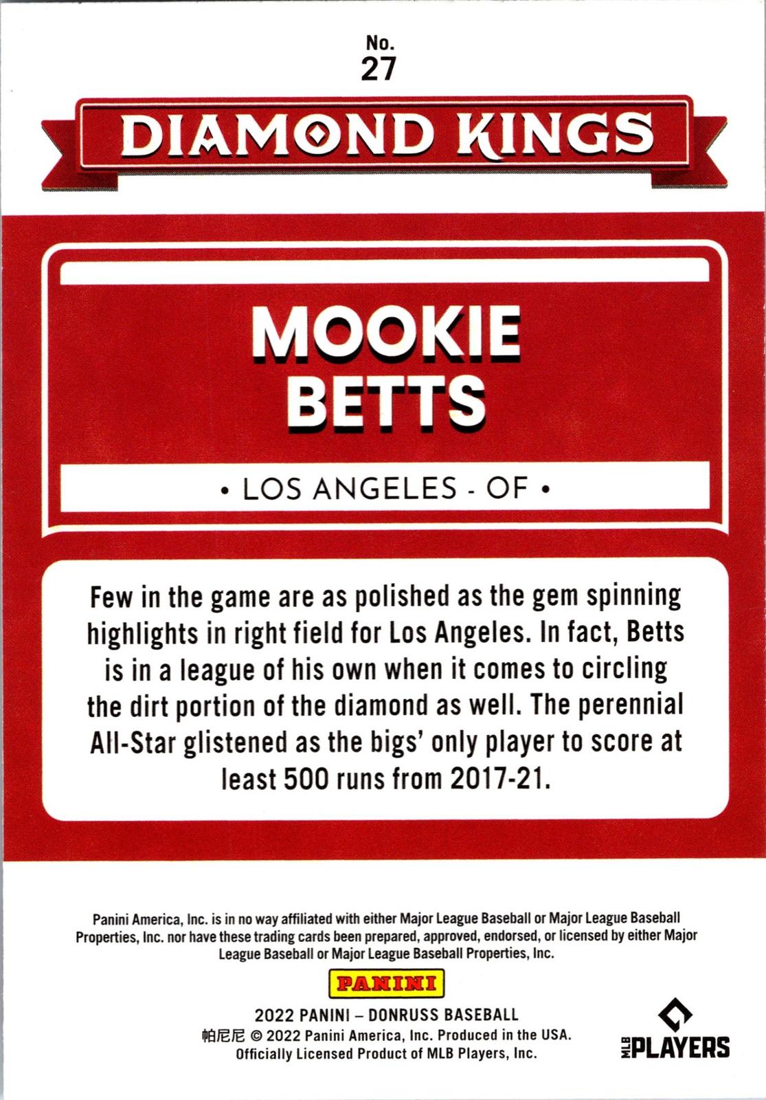 2022 Donruss #27 Mookie Betts