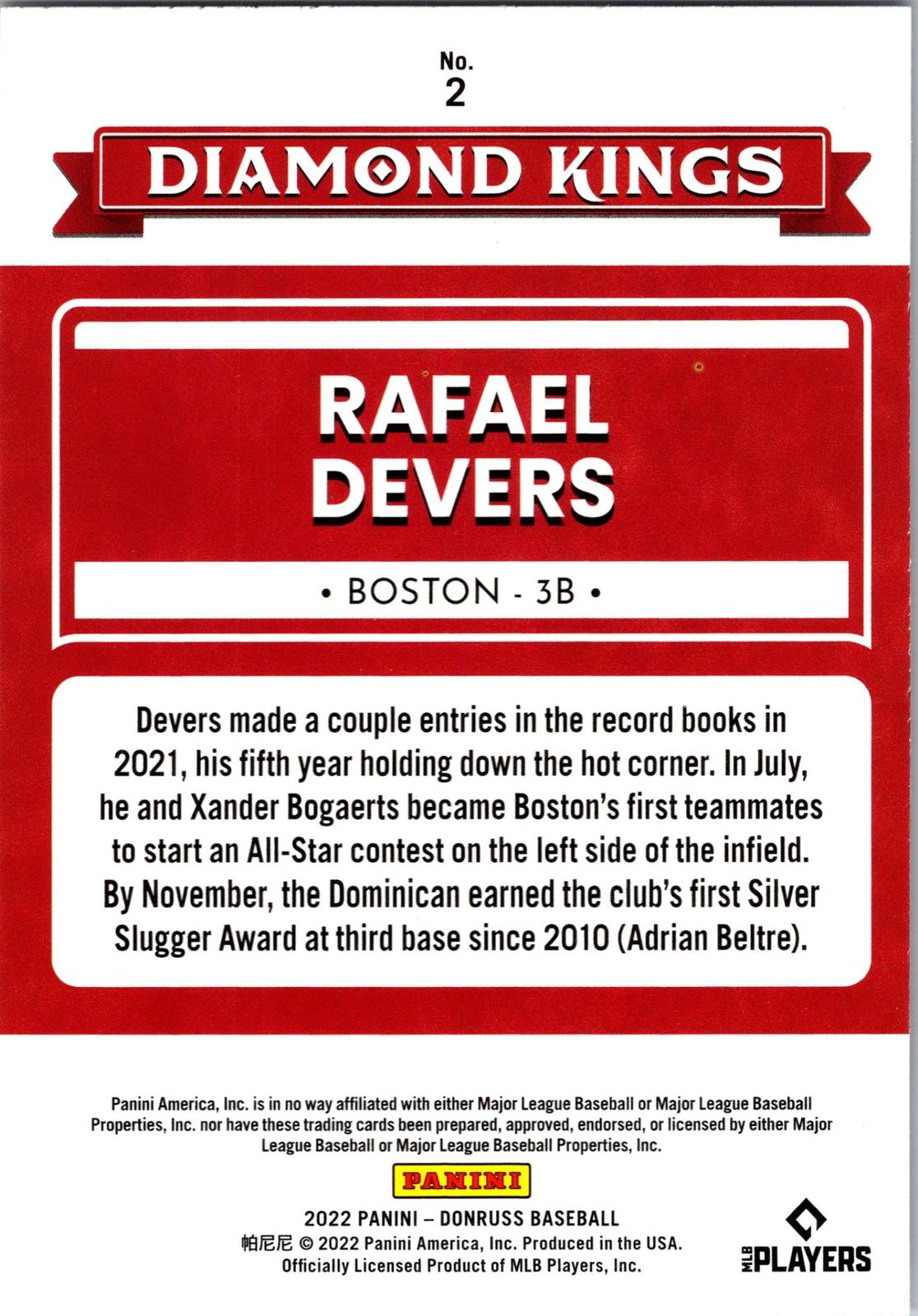 2022 Donruss #2 Rafael Devers