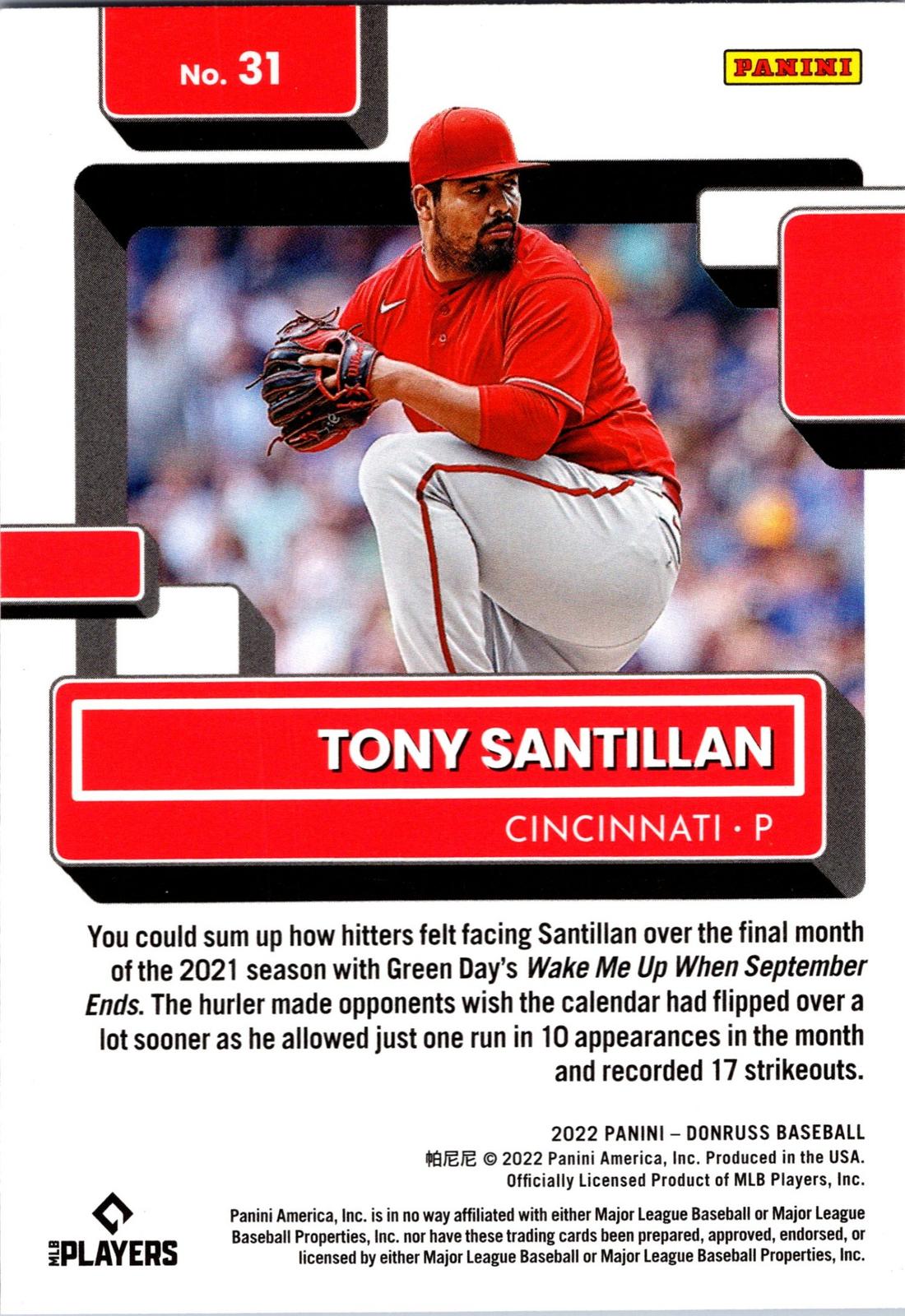 2022 Donruss #31 Tony Santillan Holo Blue