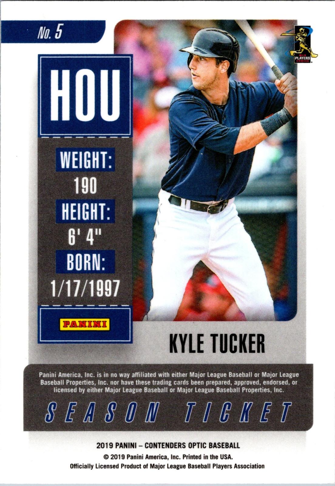 2019 Panini Chronicles #5 Kyle Tucker Contenders Optic Season Ticket