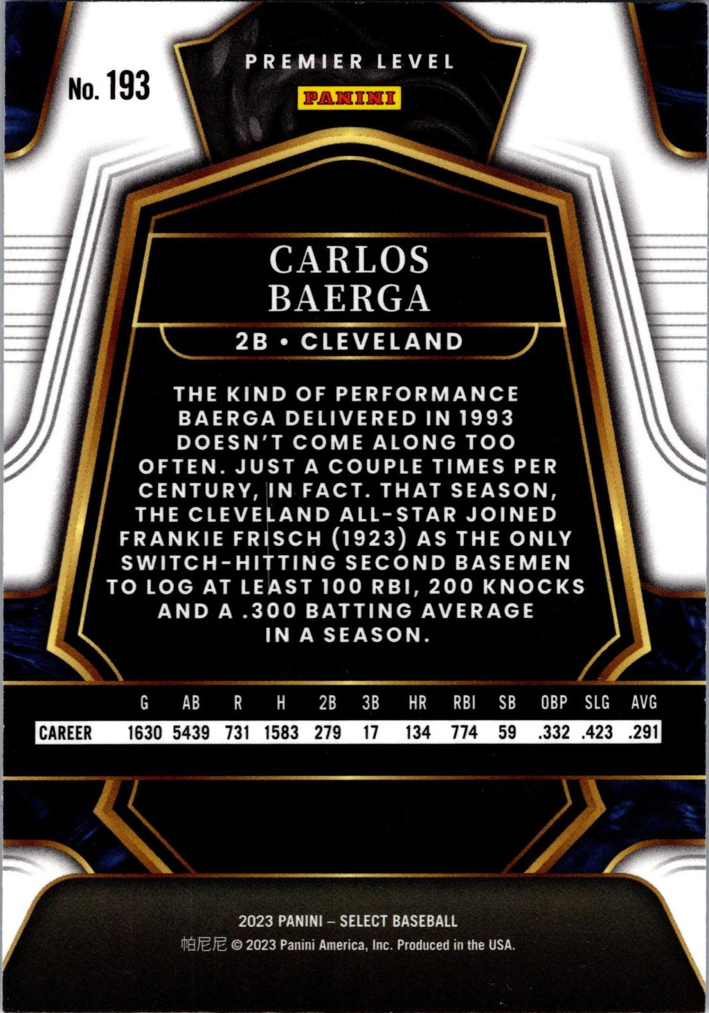2023 Panini Select #193 Carlos Baerga