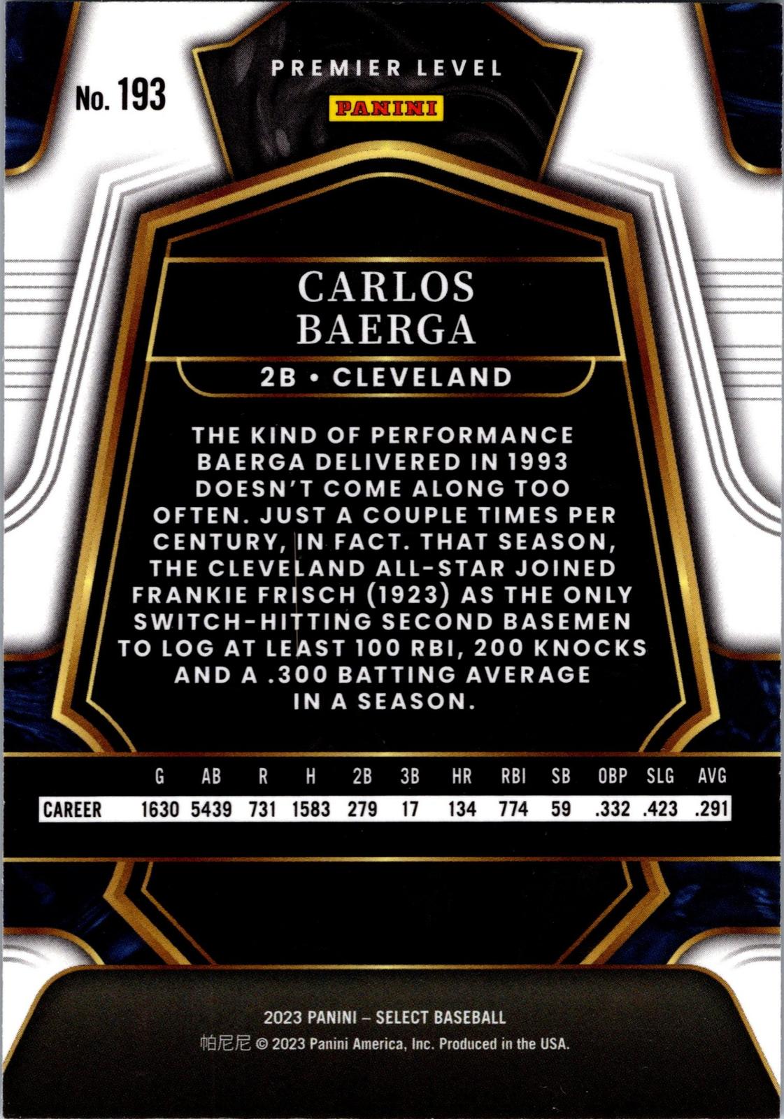 2023 Panini Select #193 Carlos Baerga