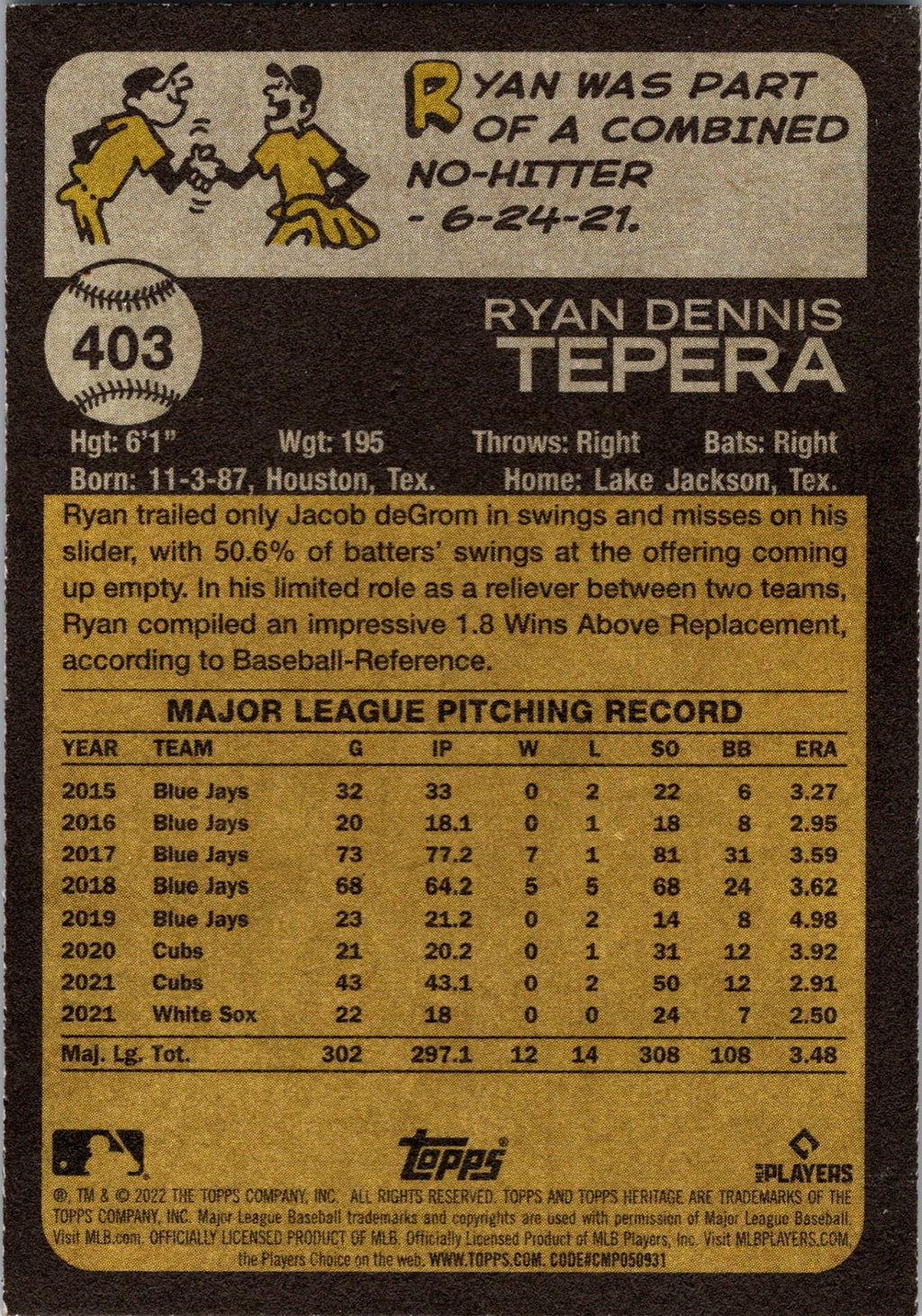 2022 Topps Heritage #403 Ryan Tepera