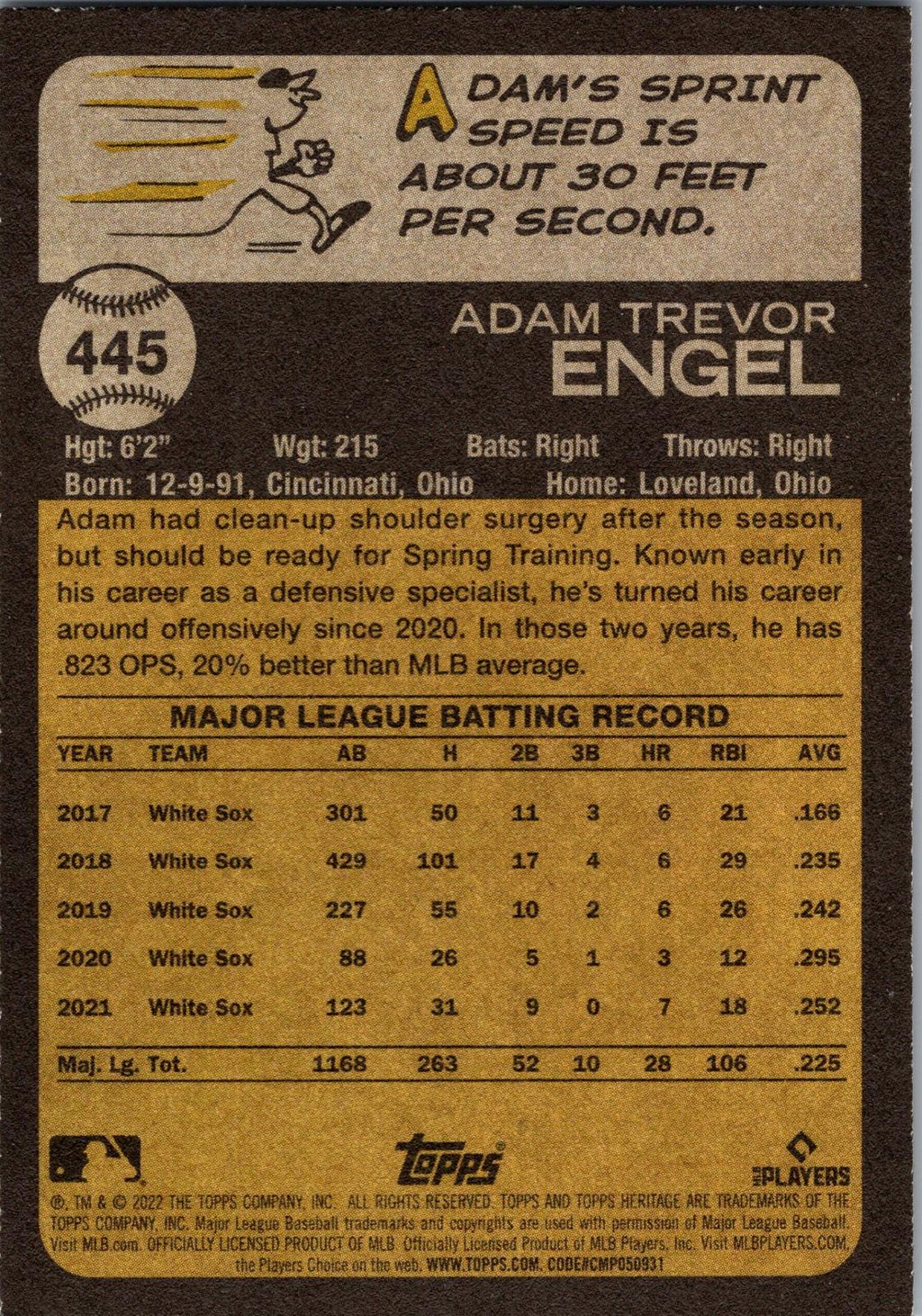 2022 Topps Heritage #445 Adam Engel