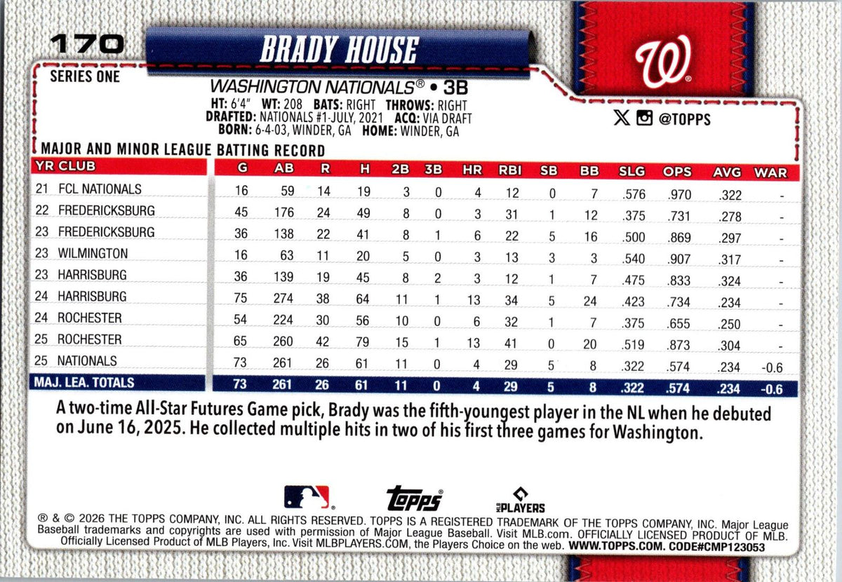 2026 Topps #170 Brady House