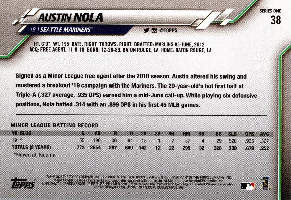 2020 Topps #38 Austin Nola