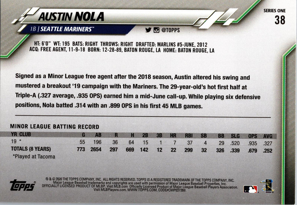 2020 Topps #38 Austin Nola
