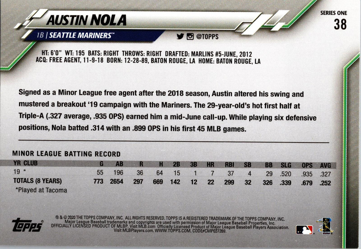 2020 Topps #38 Austin Nola