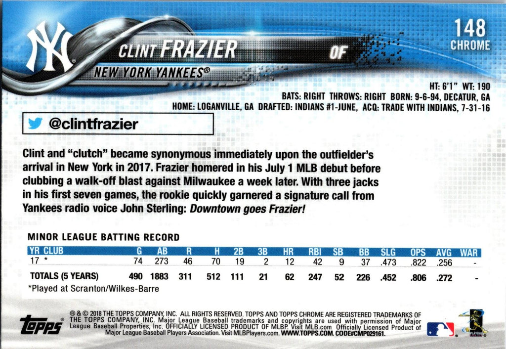 2018 Topps Chrome #148 Clint Frazier Refractor