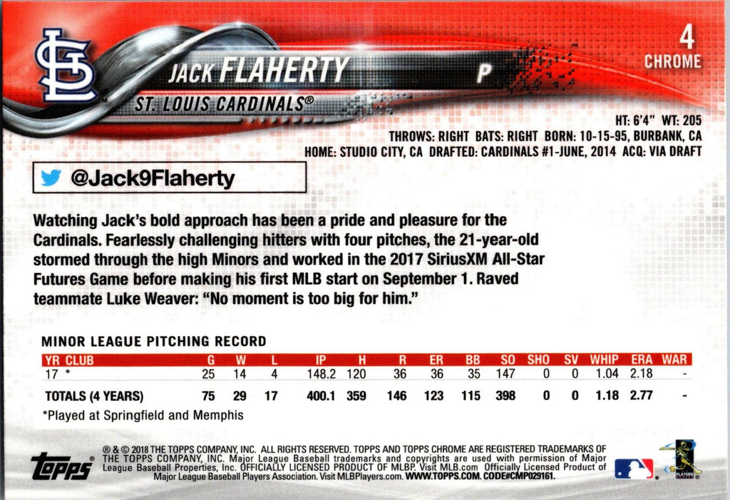 2018 Topps Chrome #4 Jack Flaherty