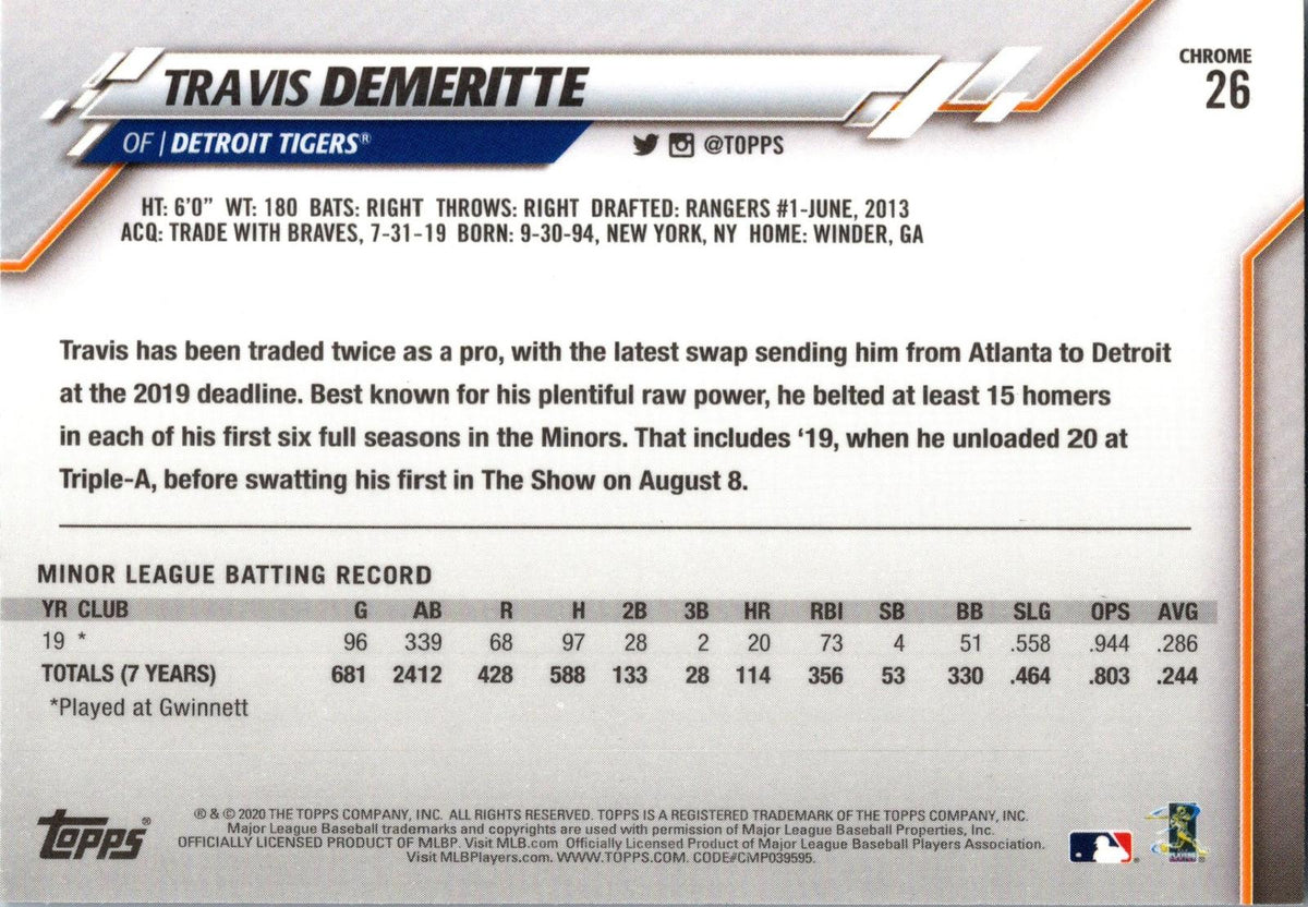 2020 Topps Chrome Celebration of the Decades #26 Travis Demeritte