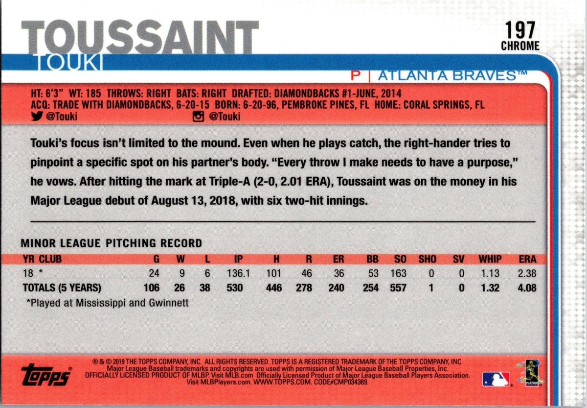 2019 Topps Chrome #197 Touki Toussaint