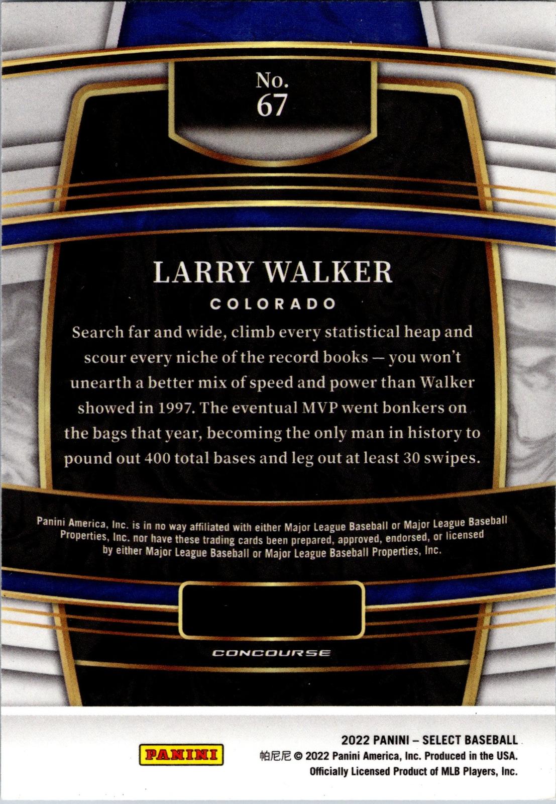 2022 Panini Select #67 Larry Walker Blue Retail Base
