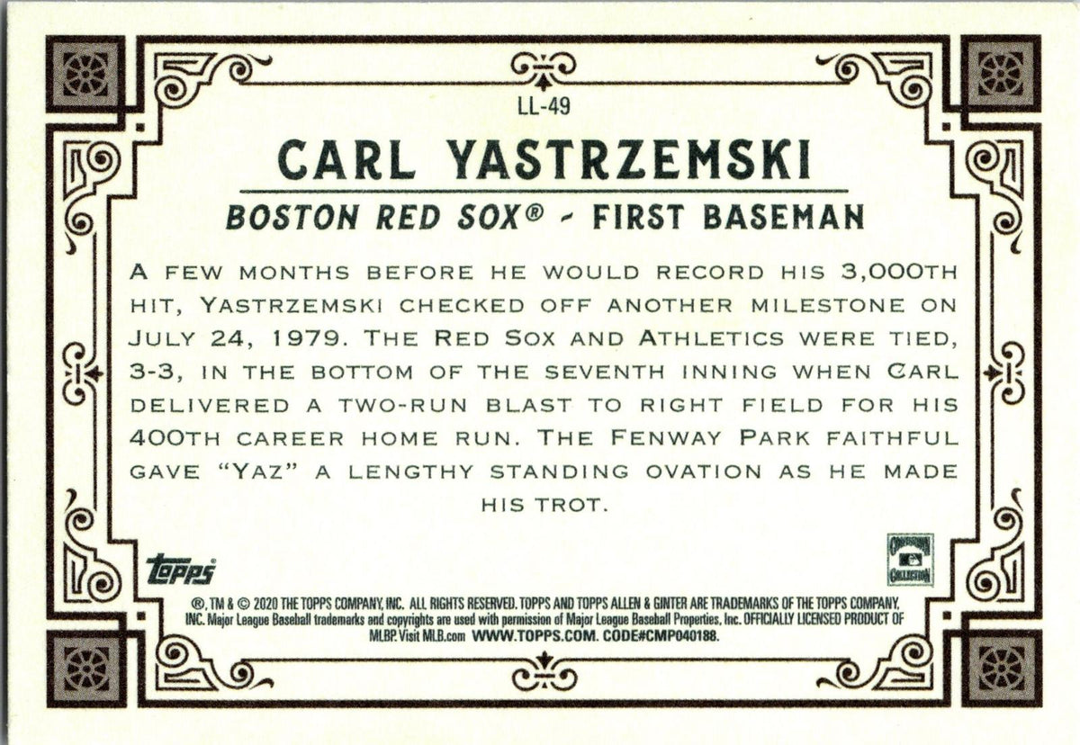 2020 Topps Allen & Ginter #LL-49 Carl Yastrzemski Longball Lore