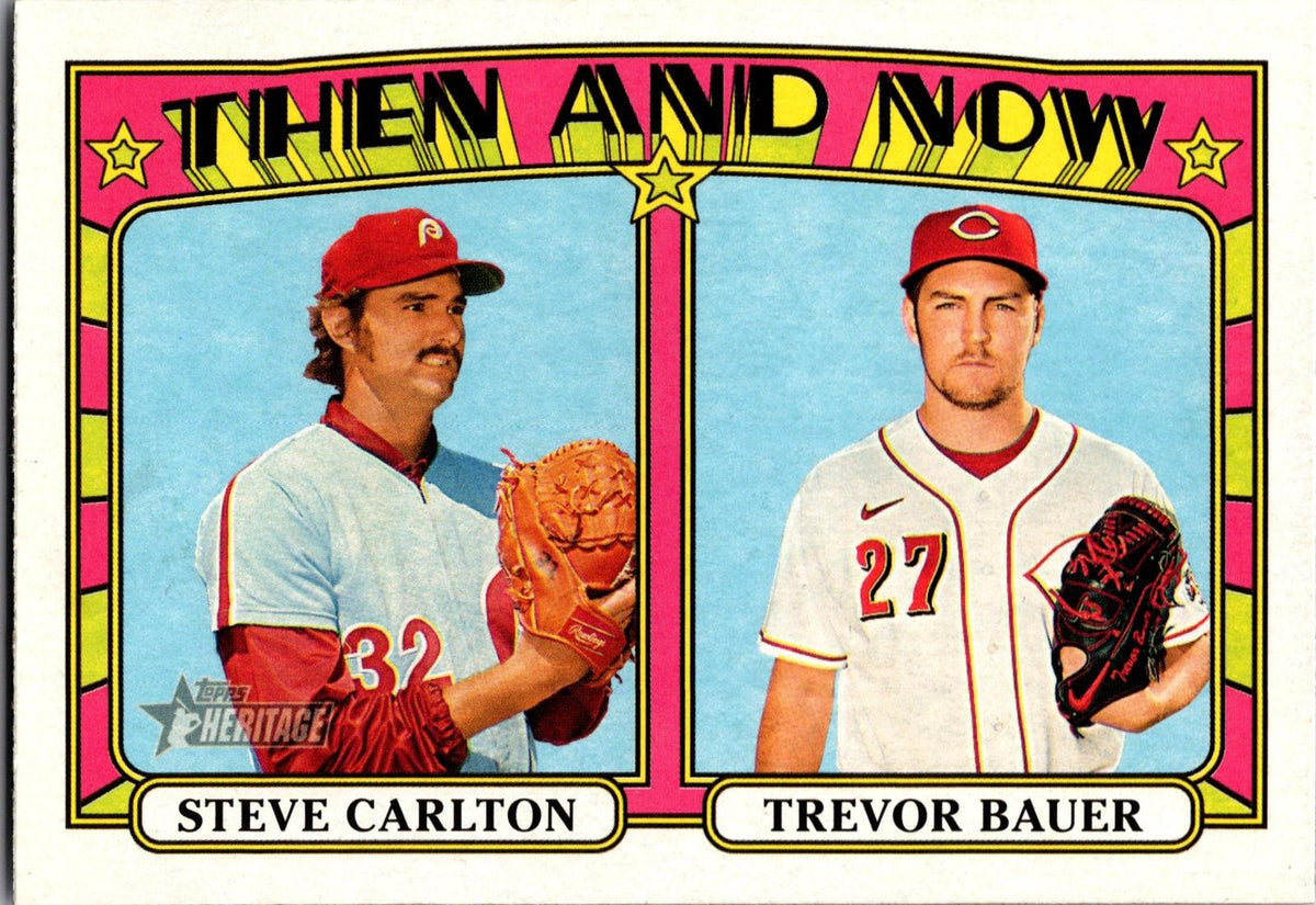 2021 Topps Heritage #TN-10 Steve Carlton / Trevor Bauer Then and Now