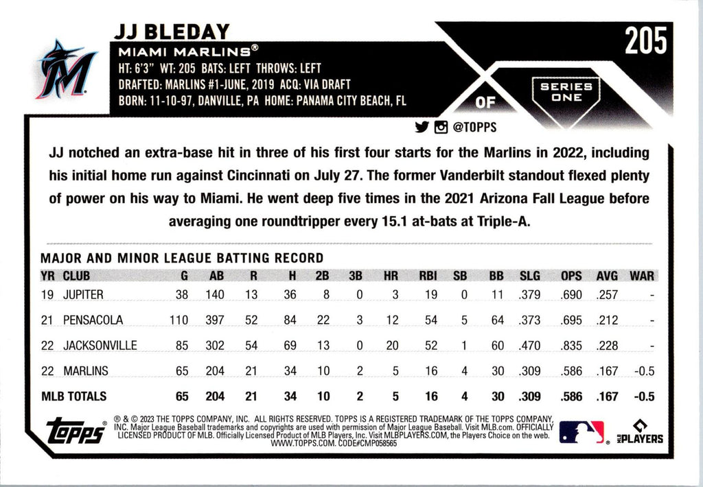 2023 Topps #205 JJ Bleday