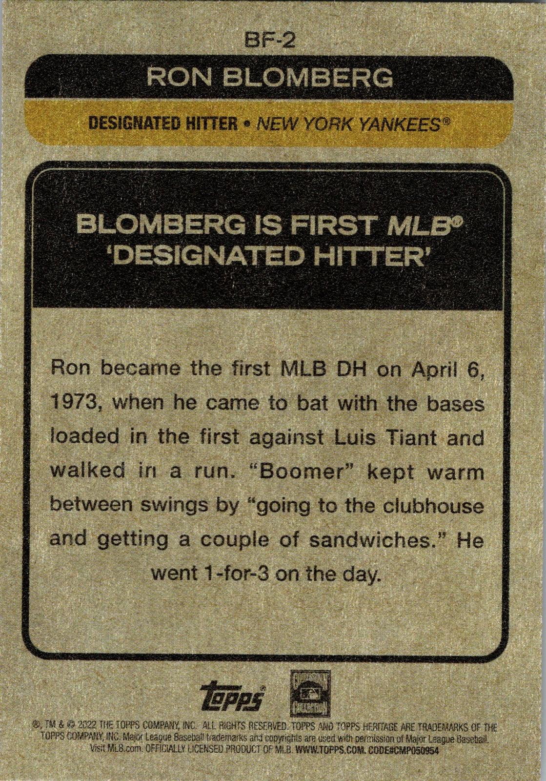 2022 Topps Heritage #BF-2 Ron Blomberg Baseball Flashbacks