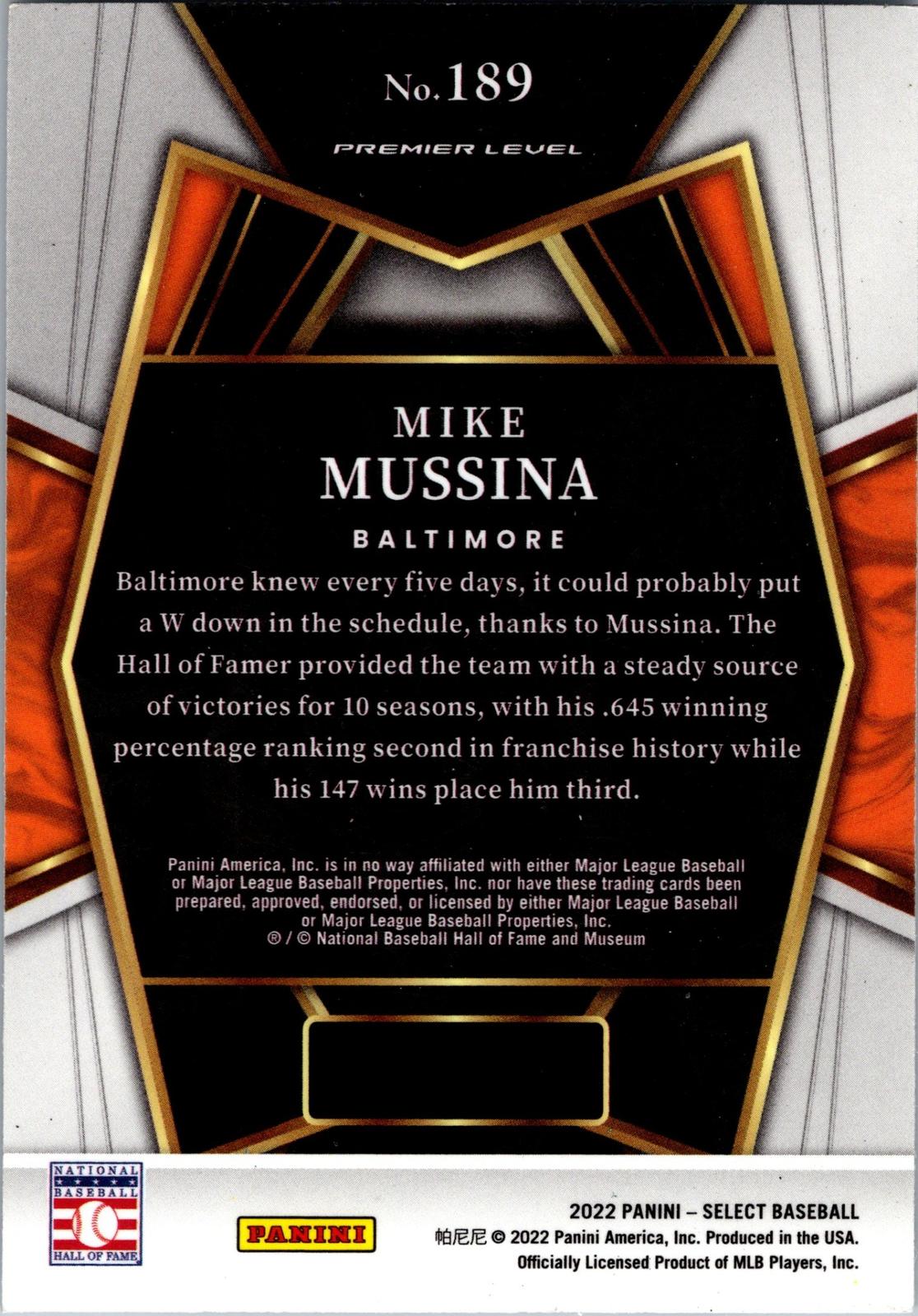 2022 Panini Select #189 Mike Mussina