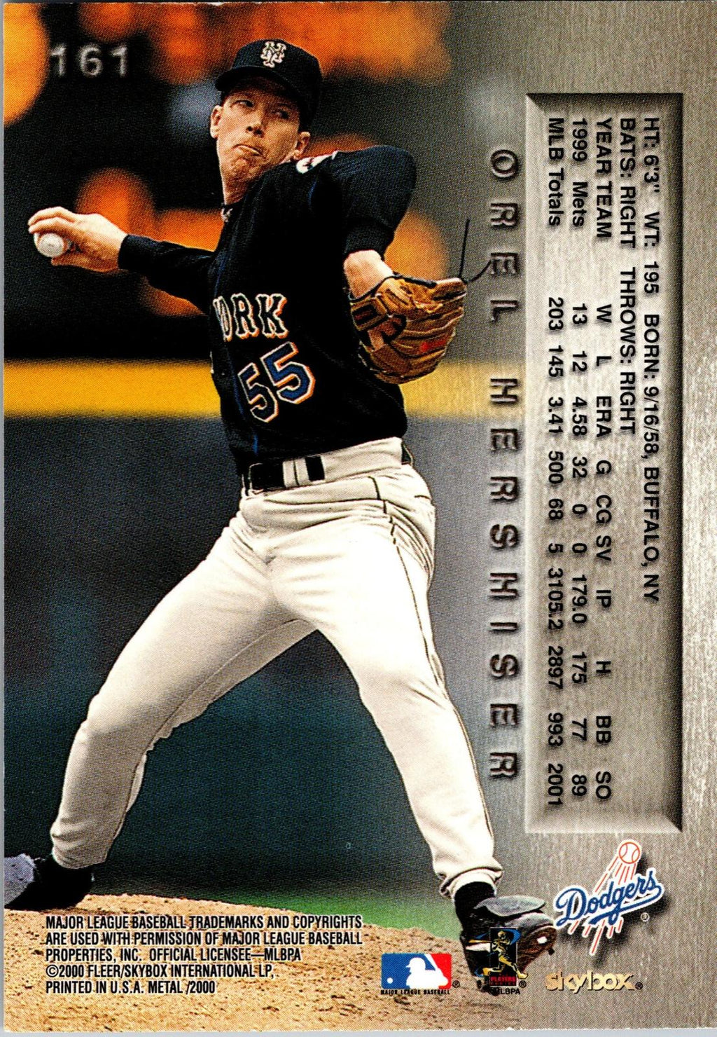 2000 Metal #161 Orel Hershiser