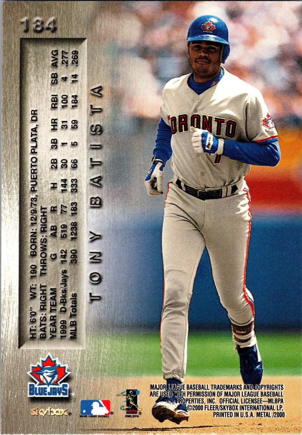 2000 Metal #184 Tony Batista