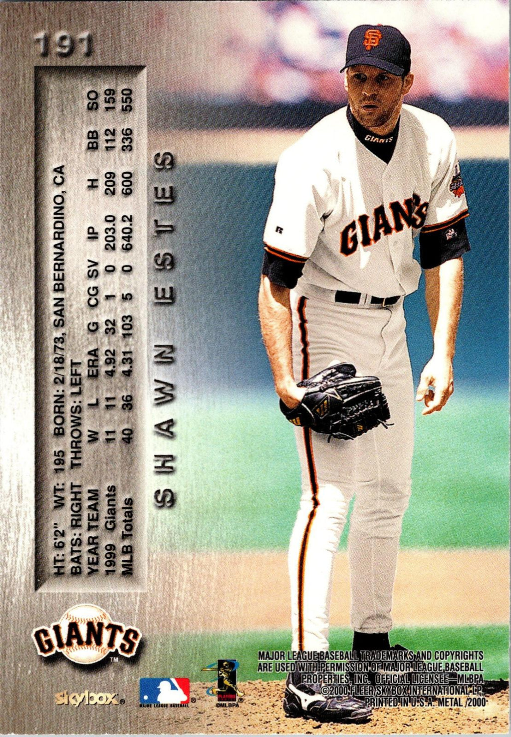 2000 Metal #191 Shawn Estes