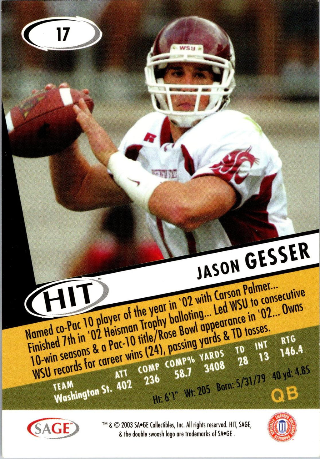 2003 SAGE HIT #17 Jason Gesser