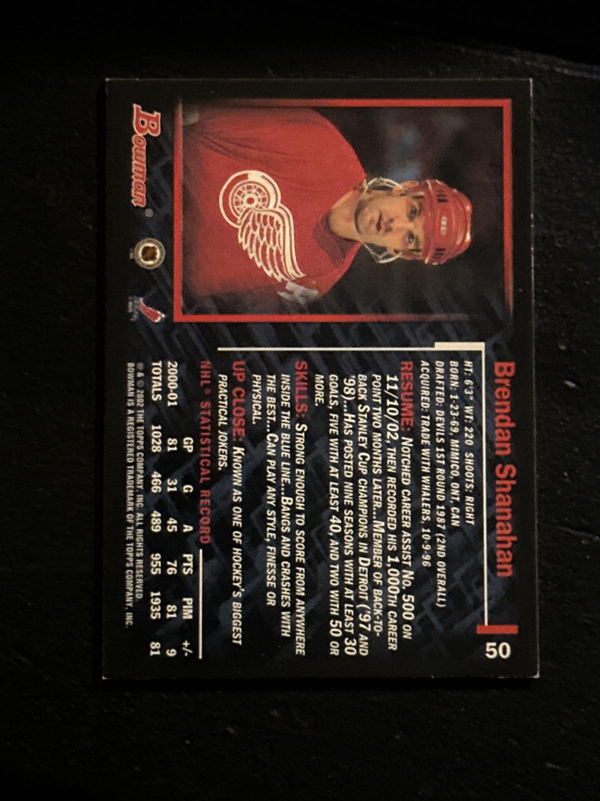 2001-02 Bowman YoungStars #50 Brendan Shanahan Gold #/250