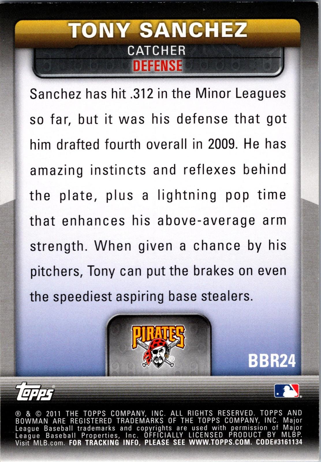 2011 Bowman #BBR24 Tony Sanchez Bowman's Brightest