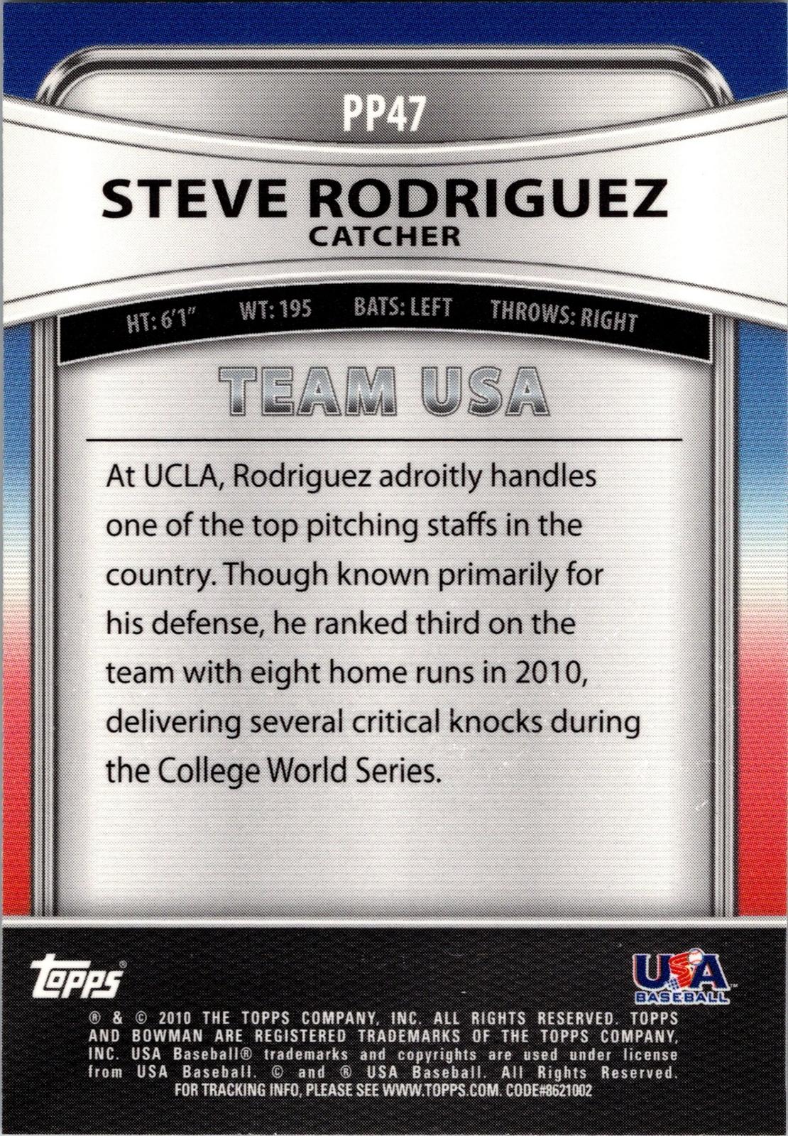 2010 Bowman Platinum #PP47 Steve Rodriguez Prospects