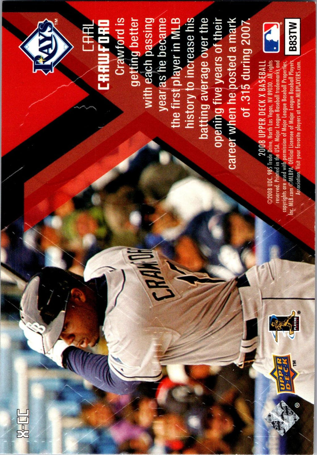 2008 Upper Deck X #X-CC Carl Crawford Xponential
