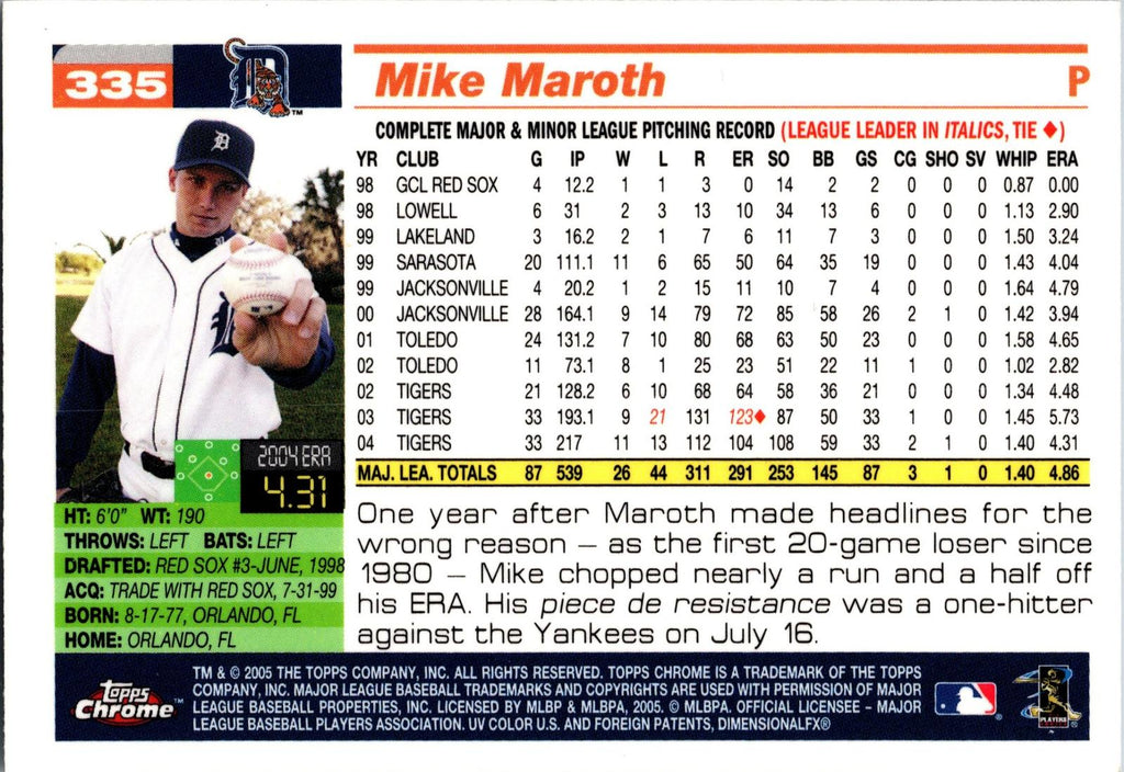 2005 Topps Chrome #335 Mike Maroth