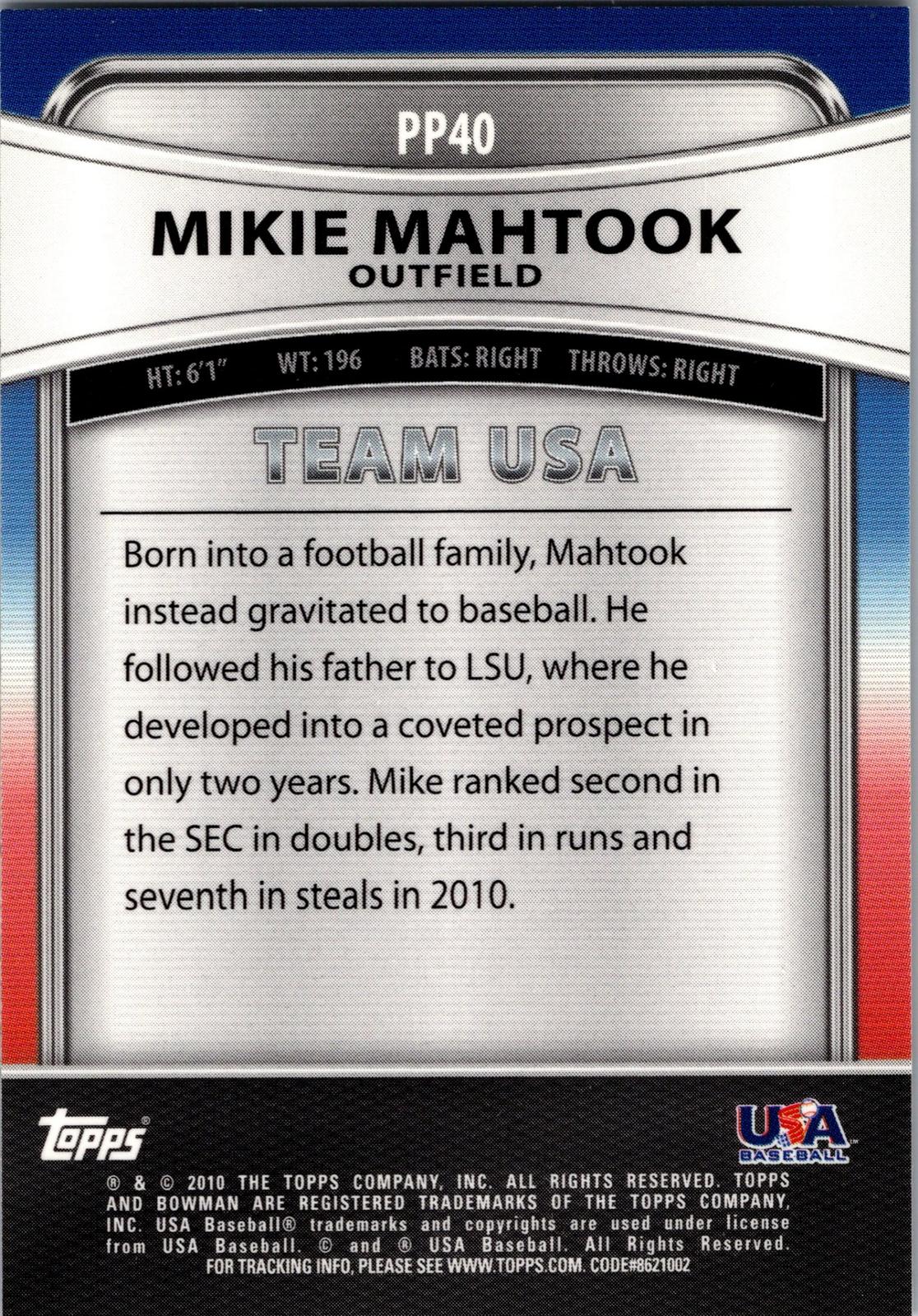 2010 Bowman Platinum #PP40 Mikie Mahtook Prospects