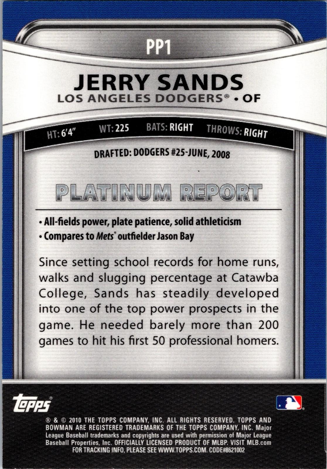 2010 Bowman Platinum #PP1 Jerry Sands Prospects