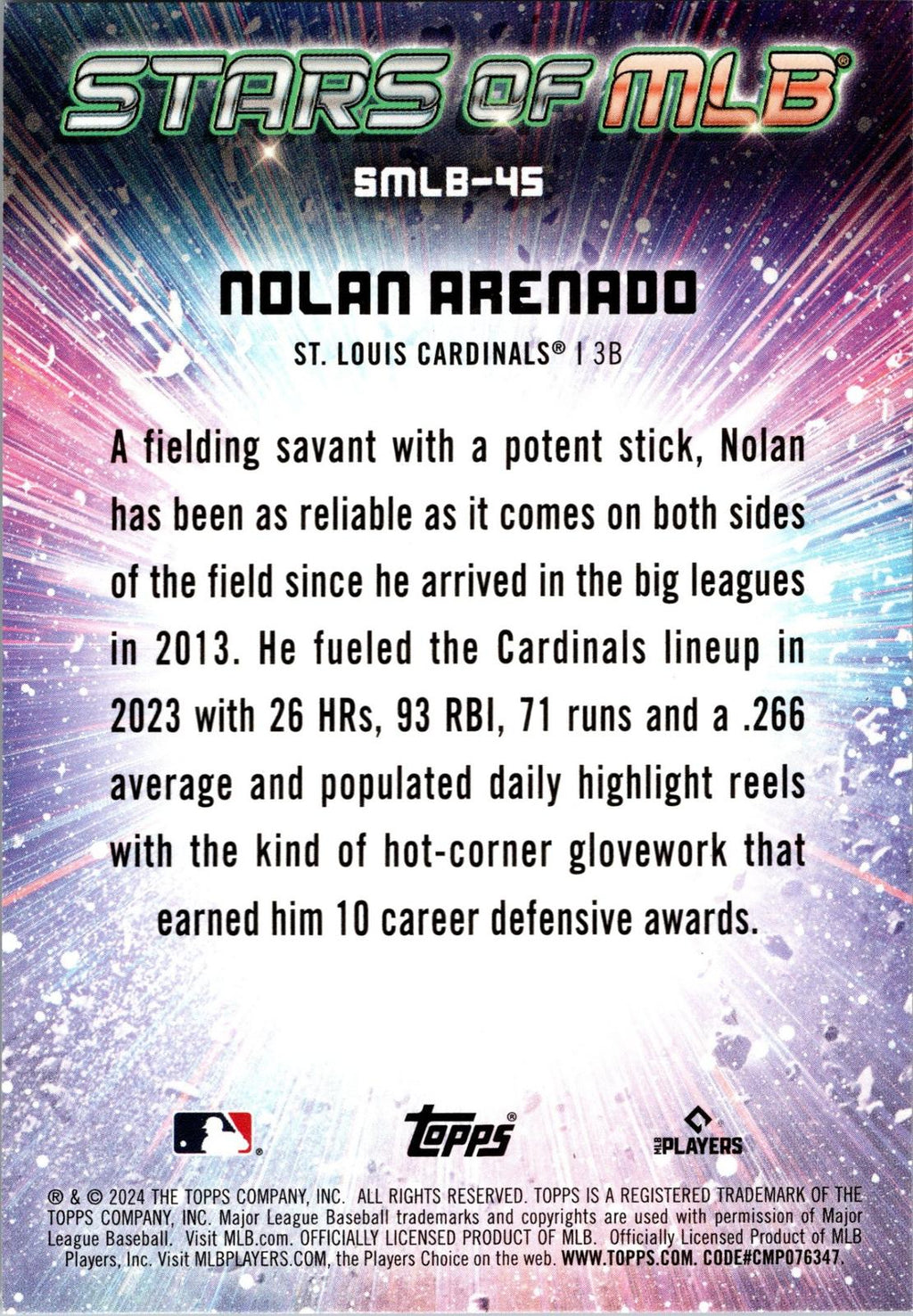 2024 Topps #SMLB-45 Nolan Arenado Stars of MLB
