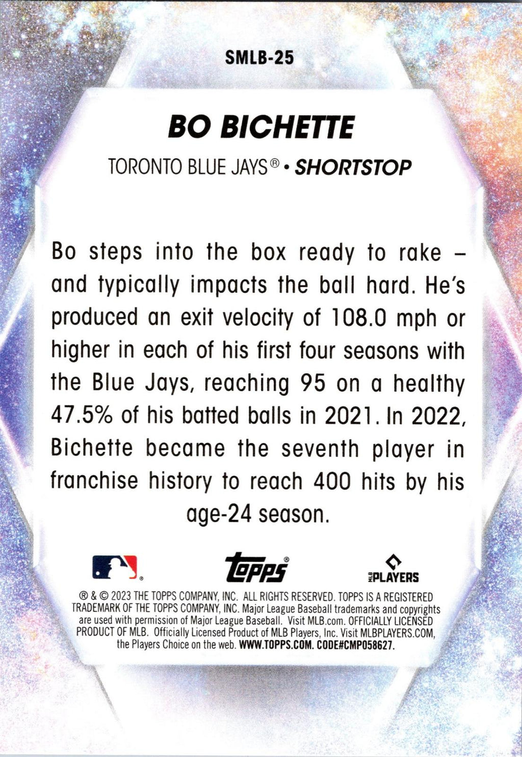 2023 Topps #SMLBC-25 Bo Bichette Stars of MLB Chrome