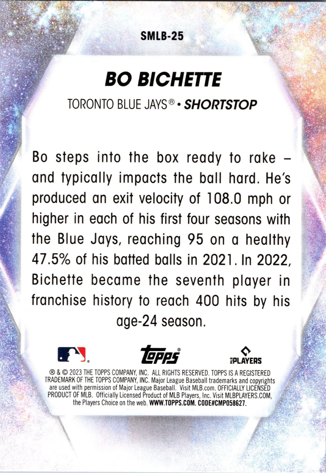 2023 Topps #SMLBC-25 Bo Bichette Stars of MLB Chrome