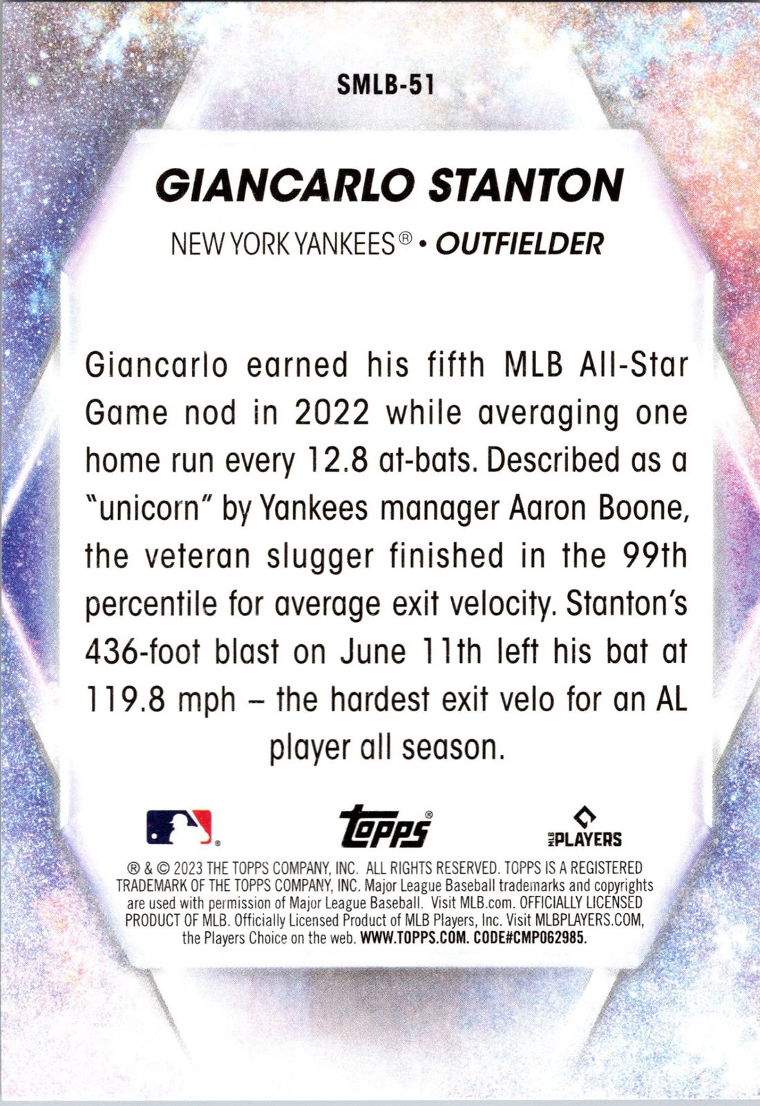 2023 Topps #SMLB-51 Giancarlo Stanton Stars of MLB