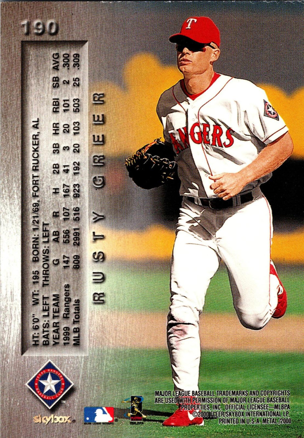 2000 Metal #190 Rusty Greer