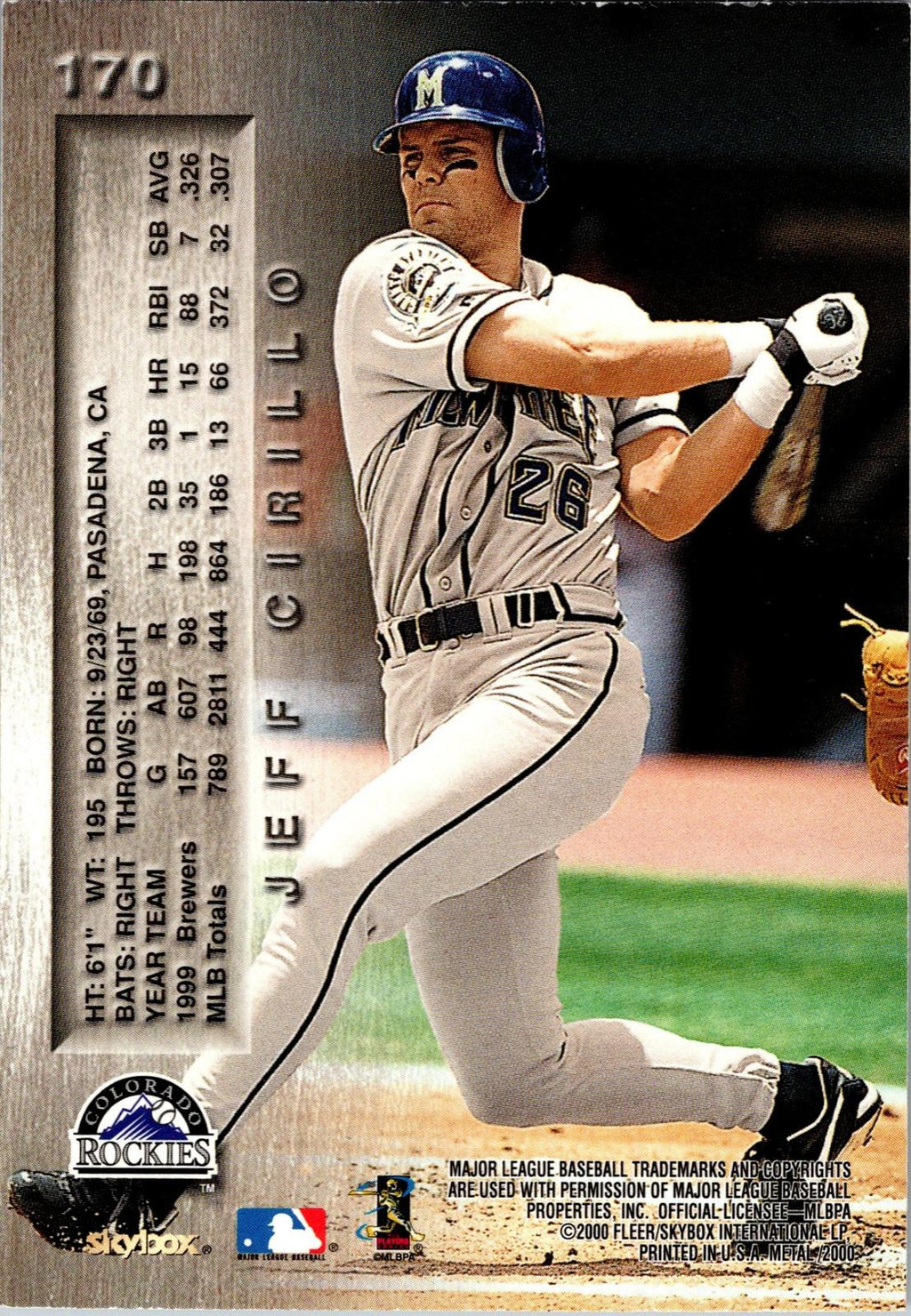 2000 Metal #170 Jeff Cirillo