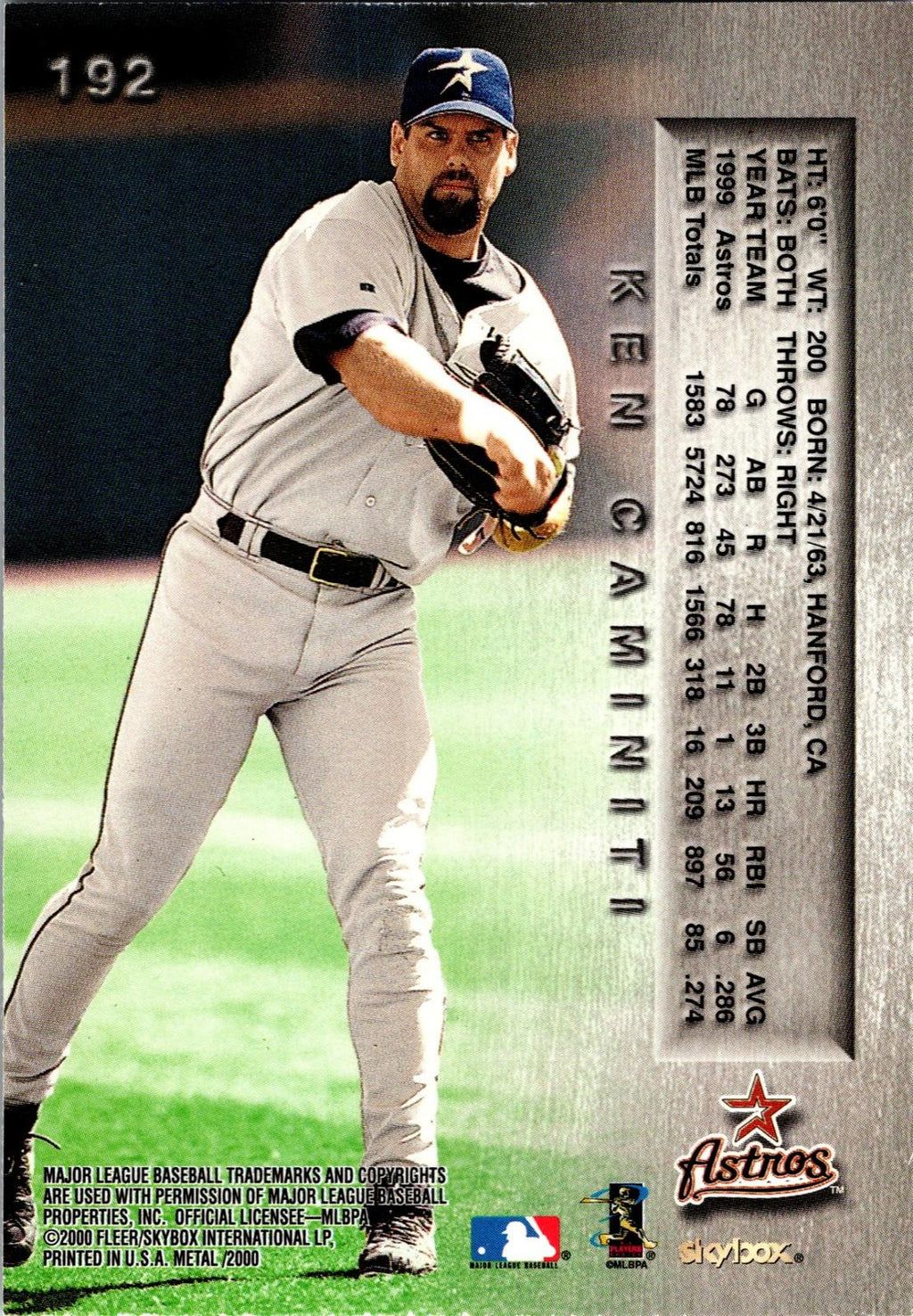 2000 Metal #192 Ken Caminiti